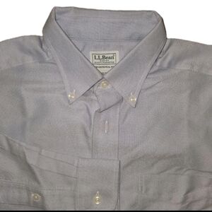 LL Bean Wrinkle Free Classic Oxford Shirt Mens 15.5-32 Blue Traditional Fit LS